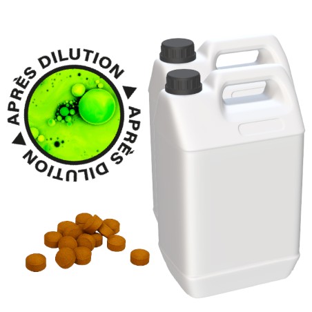 20 pastilles fluorescéine 1.25g + 2 jerricans 5L