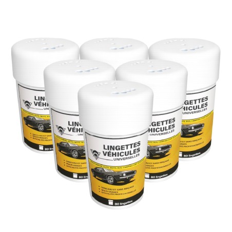 6 pots de 80 lingettes véhicules