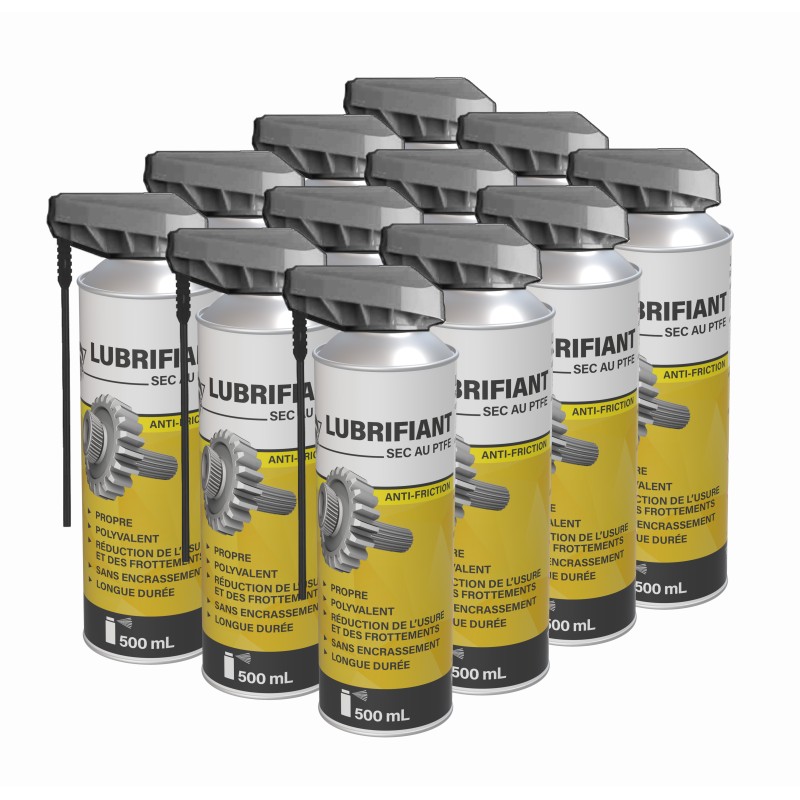 12 Lubrifiants secs PTFE 500mL