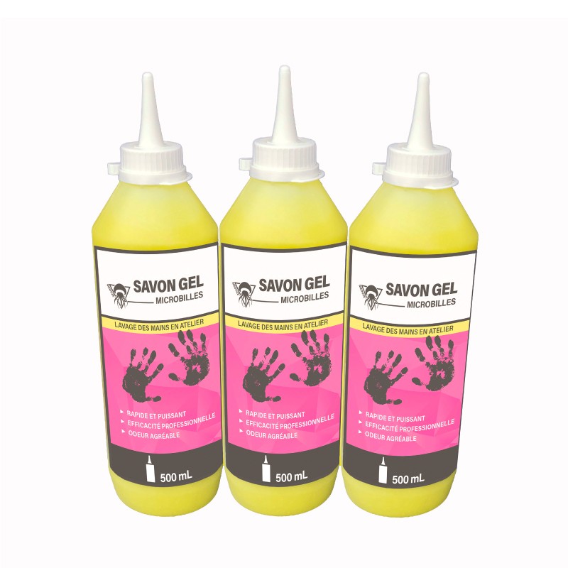3 Savons gel microbilles 500mL